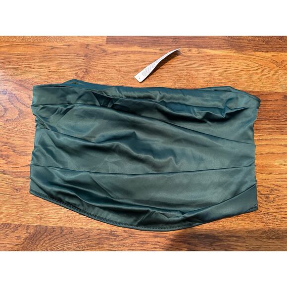 ASOS DESIGN Women’s Satin Corset Top Emerald Green Size 14 – NWT Statement Top - Picture 2 of 7